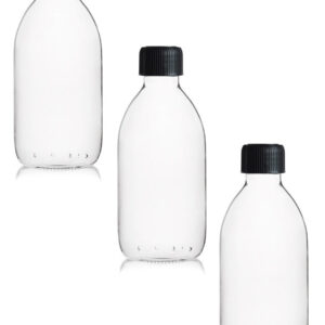 3x 500 ml transparent glass bottle with black cap by Comptoir des flacons. DIAYTAR NIGERIA: Transforming how Nigerians shop with our vast selection and nationwide delivery.