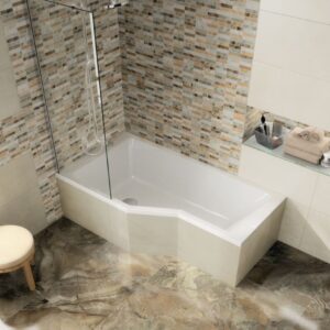 Asymmetrical bathtub PLENITUDE 3 160/90-70 cm right white acrylic drain included. DIAYTAR NIGERIA brings retail convenience to your screen with affordable prices and dependable shipping.