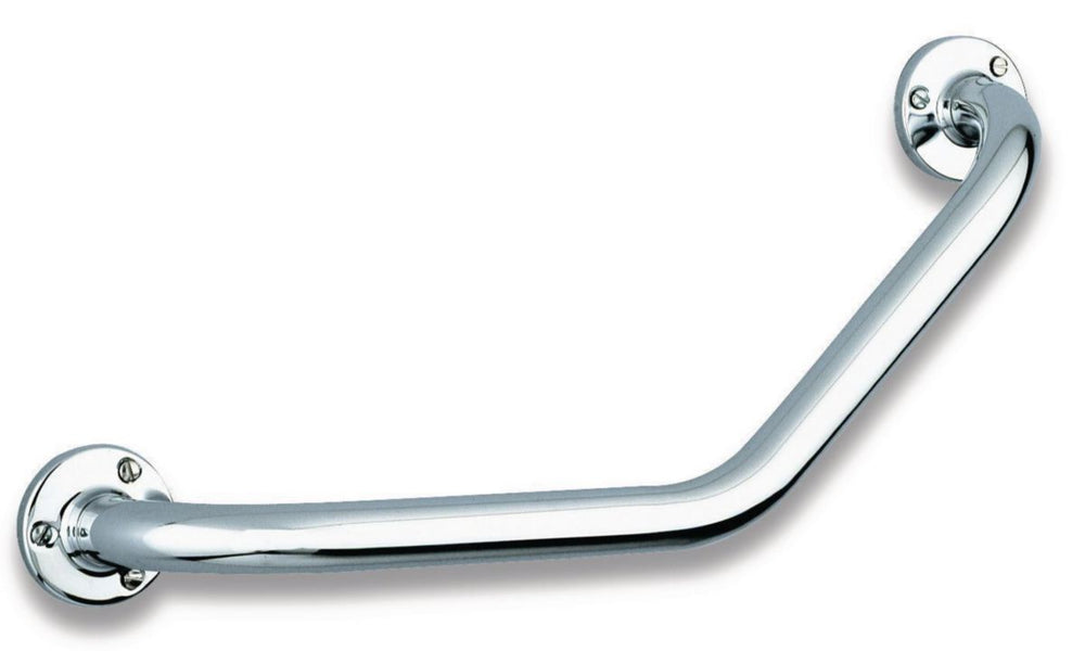 135° angled grab bar, D25, 220x220 mm, with visible fixings on 3-hole plates, polished stainless steel, chrome-plated Ref.550. DIAYTAR NIGERIA: Your gateway to affordable online retail with reliable delivery within the week.