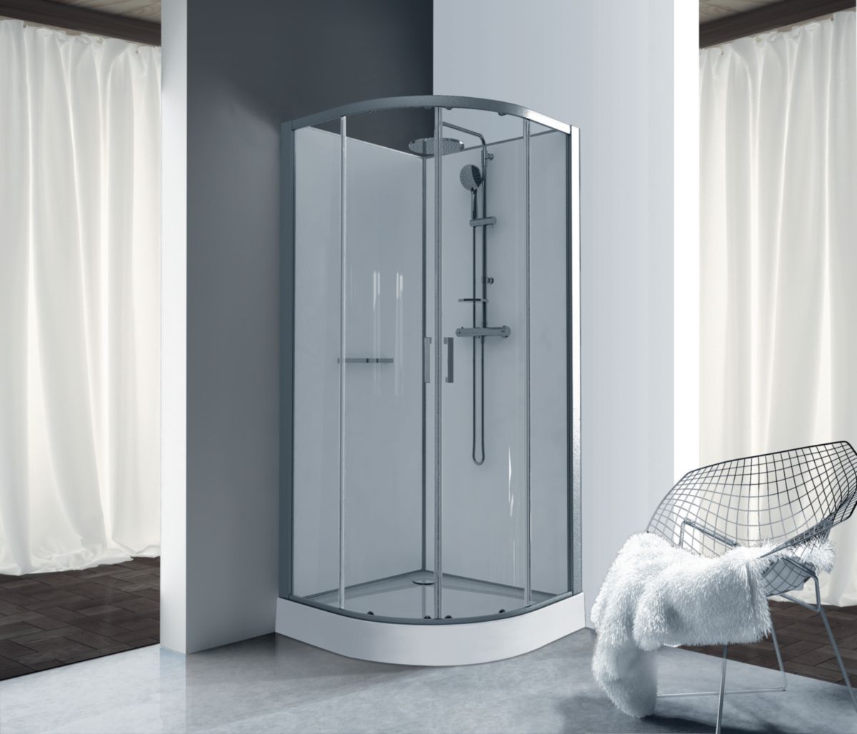 LEDA KARA 90 cm 1/4 round cabin, sliding door, clear glass AVANTAGE, ref. L11KA8Q0101. DIAYTAR NIGERIA makes quality accessible with our extensive catalog and competitive delivery rates.
