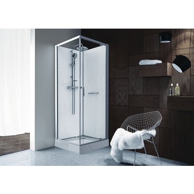 KARA 80 cm square cabin, pivoting door, clear glass AVANTAGE, white background ref. L11KA8C0301. DIAYTAR NIGERIA: Making online retail accessible to all with affordable nationwide shipping.