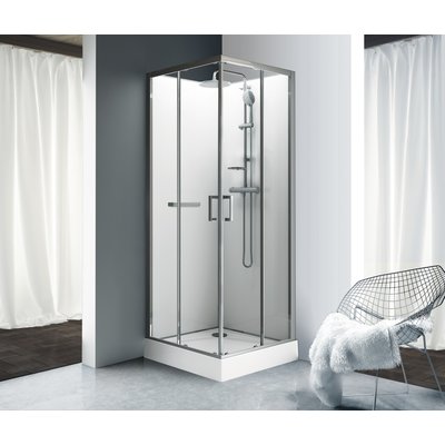 KARA 90 cm square cabin, sliding door, transparent glass AVANTAGE, white background ref. L11KA8C0201. Shop with confidence at DIAYTAR NIGERIA, enjoying competitive prices and delivery within 8 days.