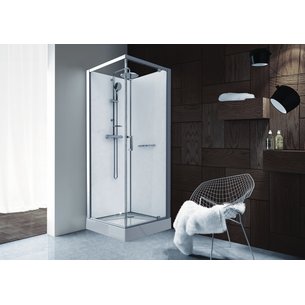 KARA 90 cm square cabin, pivoting door, clear glass AVANTAGE, white background ref. L11KA8C0401. DIAYTAR NIGERIA brings the market to your screen with thousands of affordable products delivered to your door.