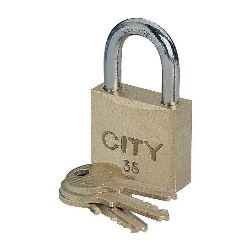 Assorted padlock with 3 keys, brass body, cemented steel shackle City 30. DIAYTAR NIGERIA: Where every shopping need is met with affordable prices and reliable 5-8 day delivery.