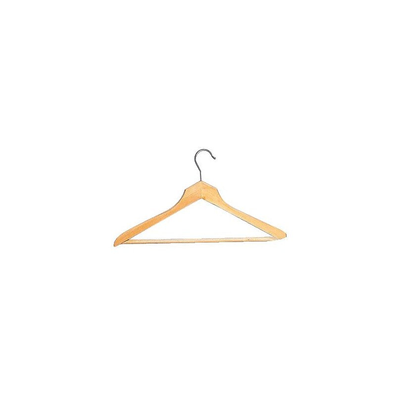 Curved varnished wooden hangers with trouser bar set of 3 hangers. DIAYTAR NIGERIA transforms online retail with our affordable platform and dependable shipping service.
