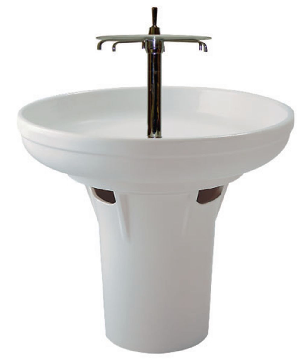 PORCHER CIRCULAR column supplied with timed tap and 6 spouts, white, Ref.D0074AA. DIAYTAR NIGERIA: Where every search yields affordable results delivered promptly to your door.