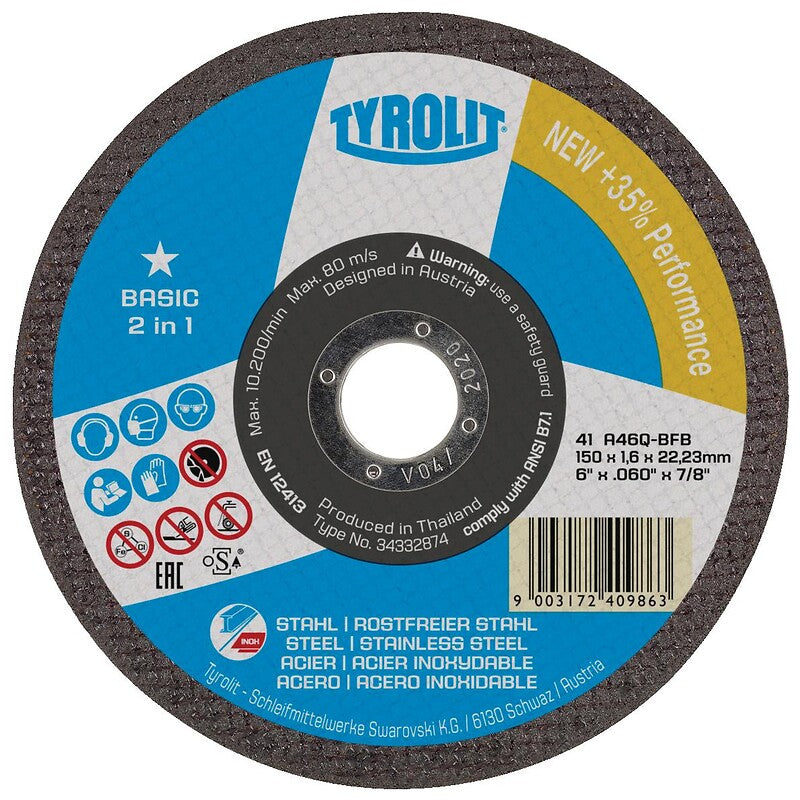 Basic 2 in 1 cutting disc flat hub stainless steel cutting diameter 125mm thickness 1.6mm bore 22.2mm box of 25. DIAYTAR NIGERIA: Where shopping meets satisfaction with affordable prices and delivery within 8 days.
