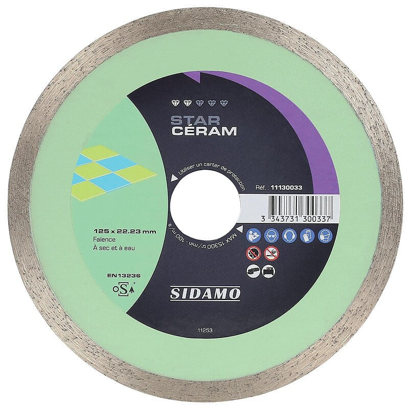 Diamond discs continuous rim decorative materials Star Céram diameter 125 mm, thickness 1.6 mm, bore 22.2 mm. DIAYTAR NIGERIA: Your affordable gateway to thousands of products shipped nationwide within the week.