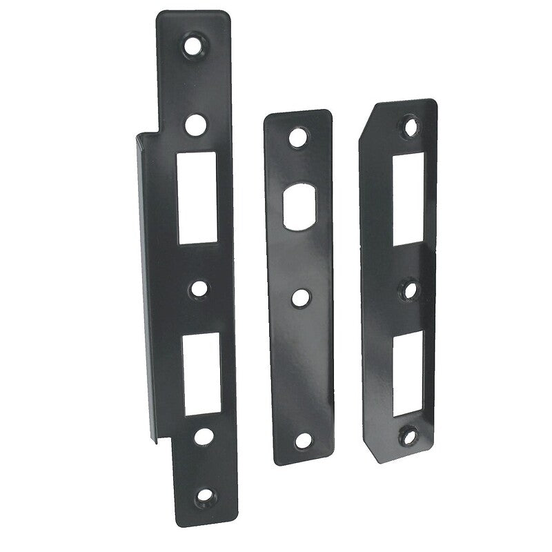Strike plate + faceplate set with stainless steel stop for gate lock, black RAL 9005 finish. DIAYTAR NIGERIA brings online shopping to every Nigerian with affordable prices and reliable shipping.