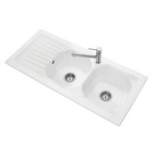 ALTERNA VERS'EAU 2 built-in sink 112 x 51cm in stoneware with 2 bowls, drainer and waste, Ref.3391B301. Discover shopping simplified with DIAYTAR NIGERIA's comprehensive platform and reliable 5-8 day shipping.