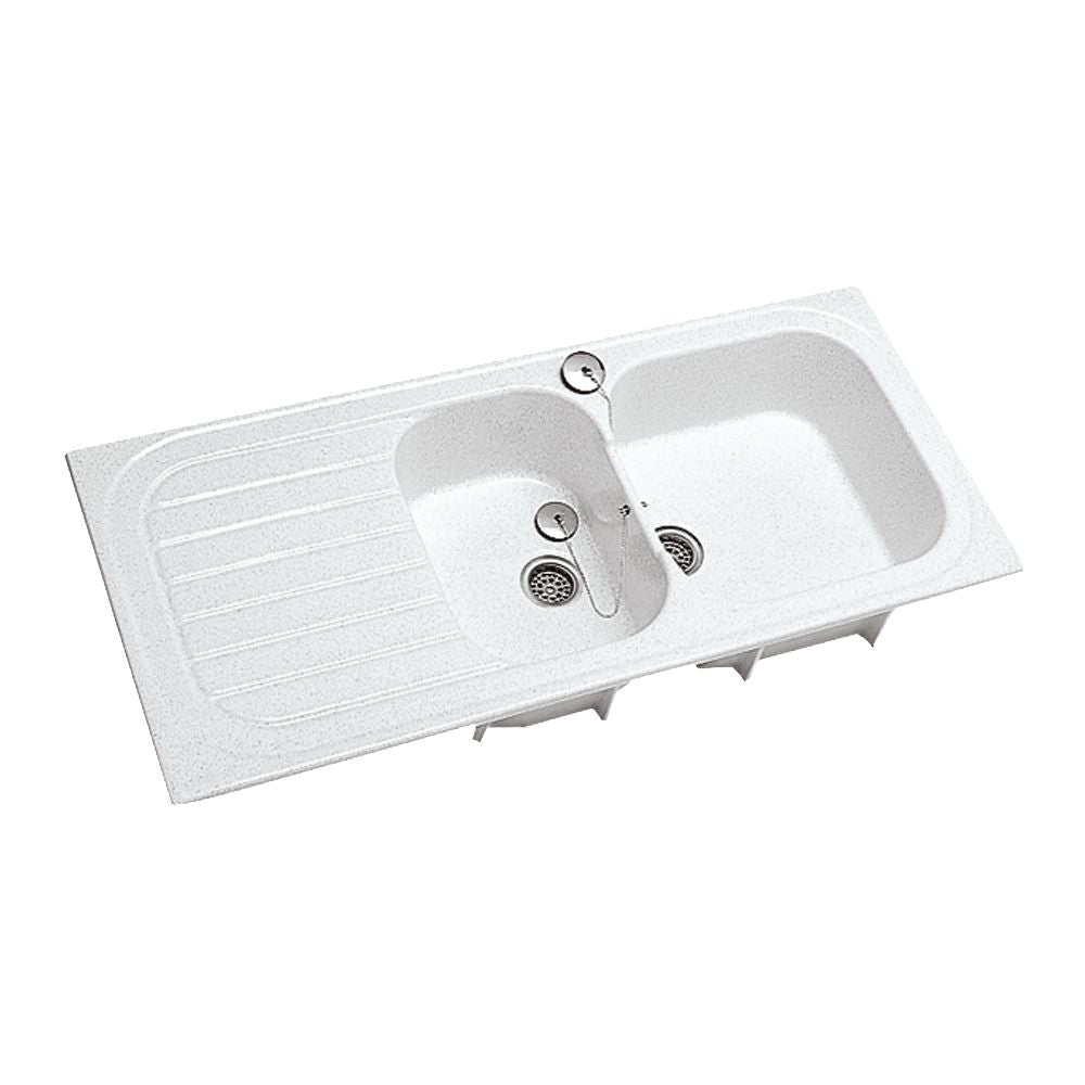 GEBERIT Ceramic built-in sink 2 bowls, 1 drainer VALLAURIS 2 112x50 cm White, Ref.680000000. Your trusted e-commerce destination, DIAYTAR NIGERIA offers extensive variety with reliable shipping.