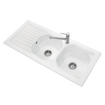 VERS'EAU 2 built-in sink - 112 x 51cm in stoneware with 2 bowls, 1 drainer and waste. DIAYTAR NIGERIA: Where every shopping need is met with affordable prices and timely delivery.