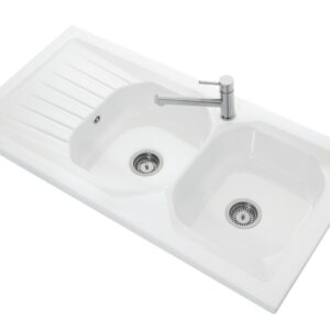 ALTERNA VERS'EAU 2 120 x 60 cm stoneware countertop sink with 2 bowls, 1 drainer and waste, Ref.3390B301. Experience shopping without compromise at DIAYTAR NIGERIA, with vast selection and quick delivery.
