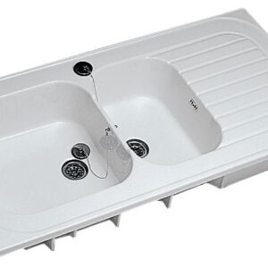 GEBERIT ROMANS sink 2 bowls, 1 drainer 120x60 White, Ref.690000000. Discover endless possibilities with DIAYTAR NIGERIA's extensive product range and affordable shipping.