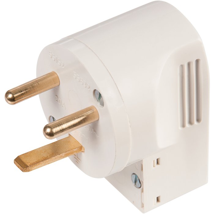 Plug - 20 A - 2P+T - plastic - with cable clamp - side outlet - Ref.055152. Shop with confidence at DIAYTAR NIGERIA, offering thousands of products with budget-friendly shipping.