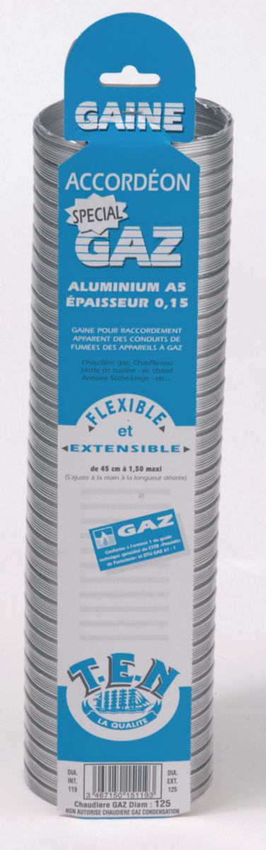 Accordion duct ''Special Gas'' + aluminum connector length 0.45 m to 1.50 m diameter 153 / 161 ref. 015153, TEN. Explore a world of choices with DIAYTAR NIGERIA's vast catalog and budget-friendly nationwide shipping.