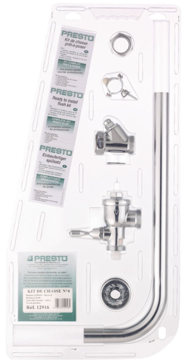 Flush kit No. 4 including EYREM flush valve, straight stop, chrome-plated elbow flush tube ref. 12916. Experience the power of choice with DIAYTAR NIGERIA's vast catalog and affordable 5-8 day delivery.