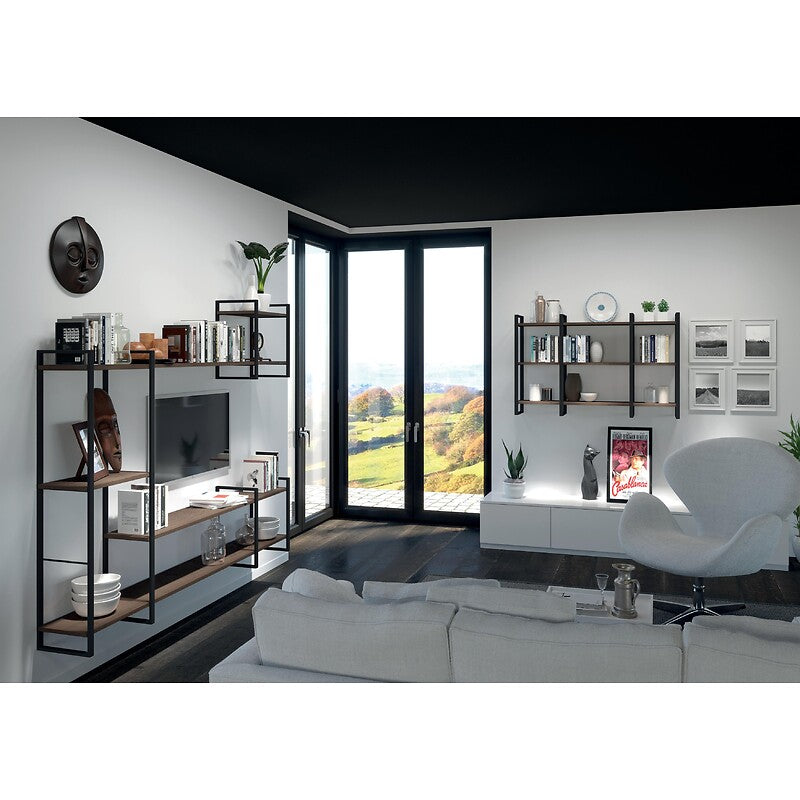 YouK shelving kit - 30 x 15 mm metal frame - H1500 x D320 mm - Teflon coated steel - Ebony black finish. DIAYTAR NIGERIA: Where affordability meets variety in Nigeria's most comprehensive online marketplace.