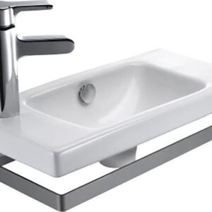 JACOB DELAFON ODEON UP compact washbasin, 50 x 22 cm, 1 hole on the left, white, Ref.E4701L-00. DIAYTAR NIGERIA combines extensive variety with budget-friendly prices and prompt nationwide delivery.