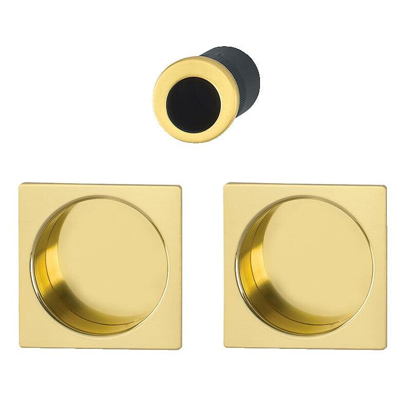 recessed square rosette for interior sliding door in polished brass-look aluminum. Experience budget-friendly shopping at DIAYTAR NIGERIA, Nigeria's premier online marketplace with quick delivery.