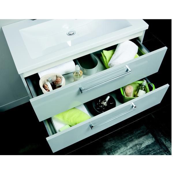 SEDUCTA 90 cm vanity unit, 2 drawers, glossy white. DIAYTAR NIGERIA connects you with what you need at prices you'll love, delivered within 8 days.