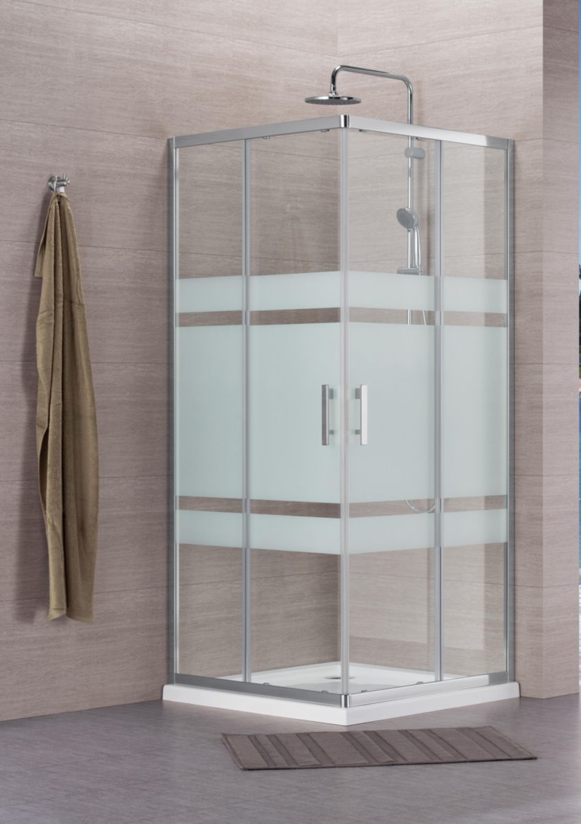 ALTERNA Concerto shower screen sliding corner access L 90 x H 195 cm shiny silver profile screen-printed glass. Shop from thousands of products at DIAYTAR NIGERIA and enjoy budget-friendly nationwide delivery.