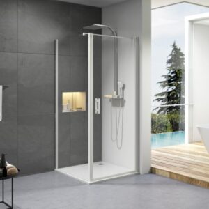 Concerto shower screen pivot door total opening 90 cm white profile transparent glass ALTERNA. DIAYTAR NIGERIA: Where shopping is affordable, selection is vast, and delivery is always reliable.