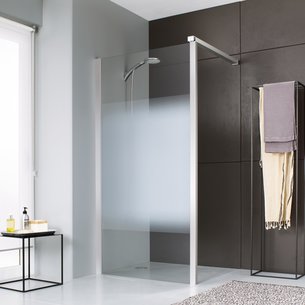 JAZZ fixed shower screen + 100 cm open shower in matt silver frosted glass + stabilization bar Ref. L13JPW10090. DIAYTAR NIGERIA makes online shopping accessible to all with budget-friendly prices and reliable delivery.