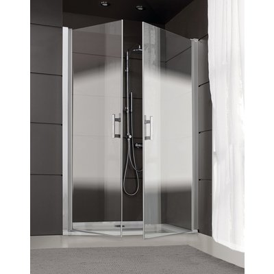 JAZZ shower screen + saloon-style hinged doors 100 cm in matt silver frosted glass Ref. L13JPB10090. DIAYTAR NIGERIA: Bringing quality products to every Nigerian home at prices everyone can afford.