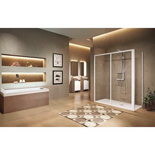 Shower screen Lunes 2.0 2p 114 extendable 114 - 120 cm in transparent white tempered glass Ref. LUN2P114-1A. Shop smart with DIAYTAR NIGERIA's vast selection and enjoy affordable shipping in just 5-8 days.