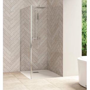 Smart Design shower screen fixed return without threshold 80 chrome profile transparent glass Ref. PA90152CTNE. DIAYTAR NIGERIA: Where quality meets accessibility with affordable prices and prompt shipping.