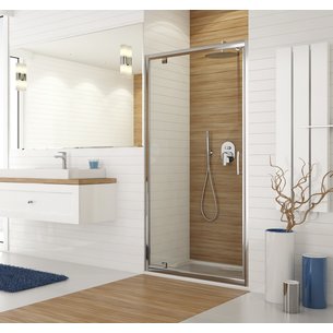 TYXO shower screen pivot door eccentric axis 100 transparent glass shiny silver Ref. L13TX6P1033. DIAYTAR NIGERIA: Bringing quality products to your doorstep at prices that won't break the bank.