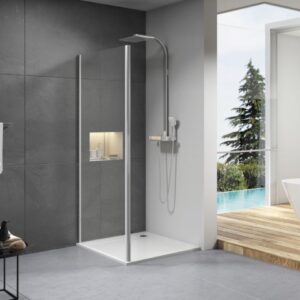 Concerto return wall length 100 cm shiny silver profile transparent glass ALTERNA, Ref. NDR10X. DIAYTAR NIGERIA brings the marketplace to your home with budget-friendly prices and nationwide delivery.