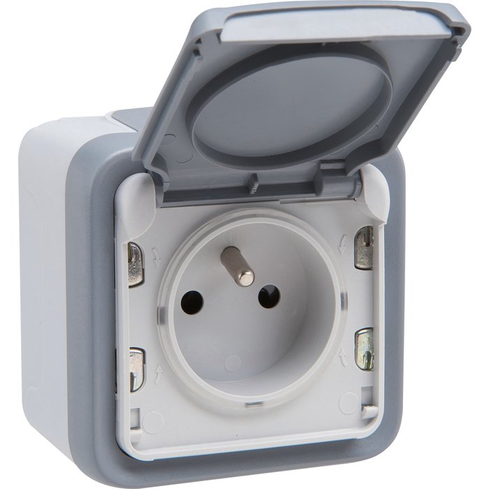 2P+T socket with protective clips - grey - 16 A - Ref.069731. DIAYTAR NIGERIA: Where shopping is a pleasure with affordable prices and reliable delivery service.