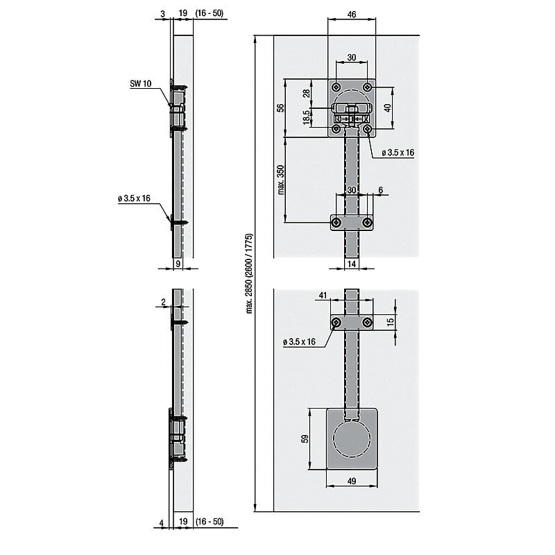 Stiffener for furniture door - complete kit for height 2040 to 2600 mm - in raw finish aluminum with flanges. DIAYTAR NIGERIA revolutionizes e-commerce with our affordable prices and dependable delivery timeframes.