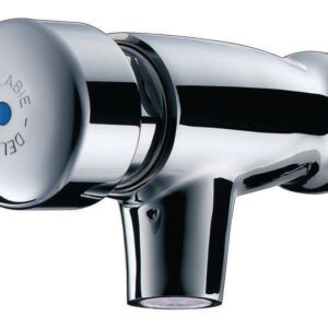 DELABIE Tempostop wall-mounted washbasin timer tap 15 x 21 flow rate 4 litres per minute solid chrome-plated brass body: ref. 746000. Experience the convenience of one-stop shopping with