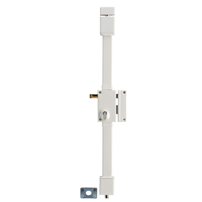3-point surface-mounted lock with European cylinder, Targa type, vertical, left-hand pull, white color. Transform your shopping experience with DIAYTAR NIGERIA's vast product selection delivered at unbeatable prices.