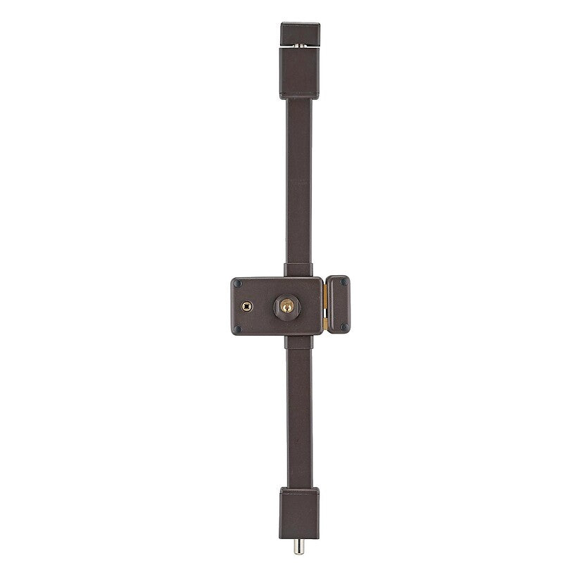 3-point surface-mounted lock with round cylinder, Horga type, horizontal, right-hand mortise, dark brown color. DIAYTAR NIGERIA: Your partner in affordable online retail with reliable delivery across the nation.