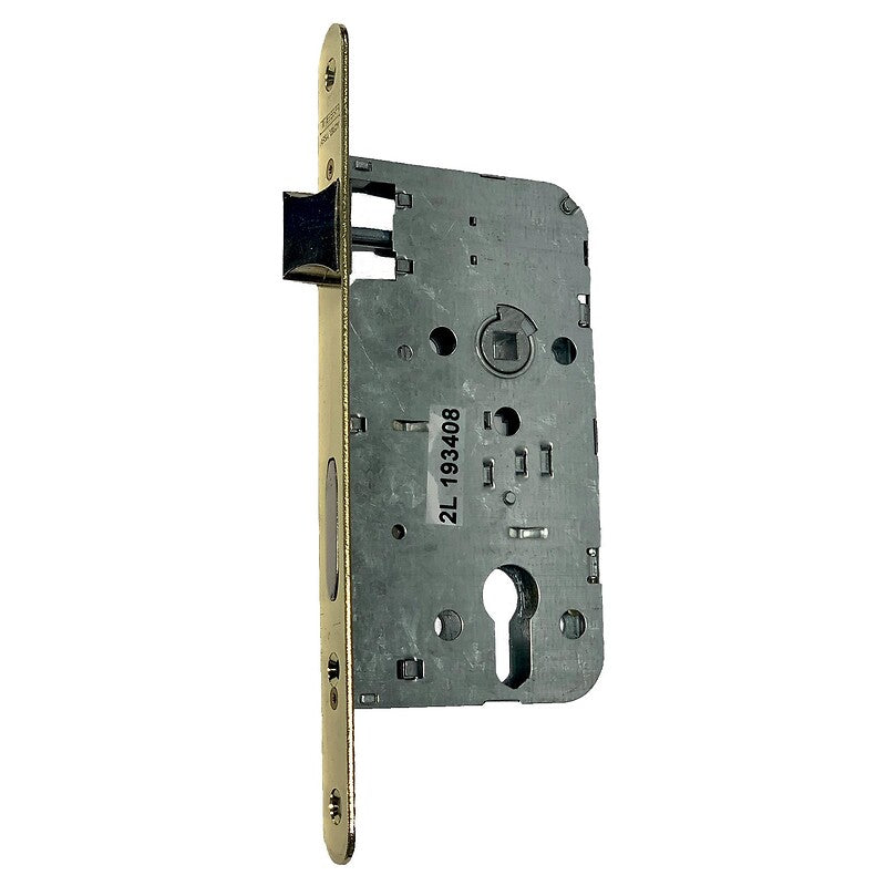 Mortise lock with 50 mm axle, half-turn bolt and cylinder deadbolt - Brass-plated round-end faceplate - 4130. Discover shopping made simple with DIAYTAR NIGERIA's comprehensive platform and nationwide delivery service.
