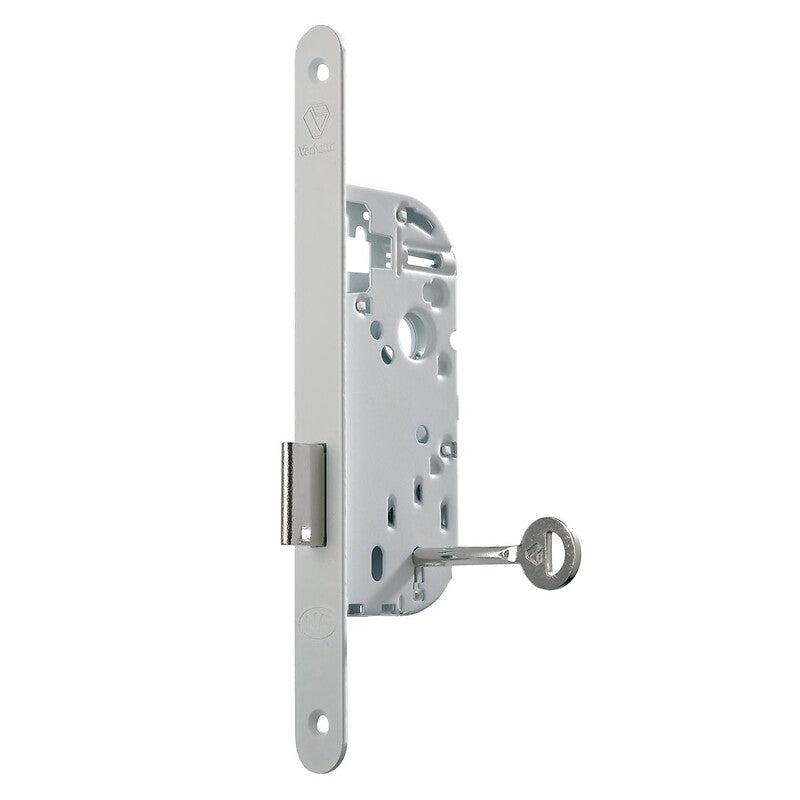Mortise lock with deadbolt and 40 mm axle - Round end faceplate, white color - D 24. DIAYTAR NIGERIA delivers more than products - we deliver affordable shopping satisfaction nationwide.