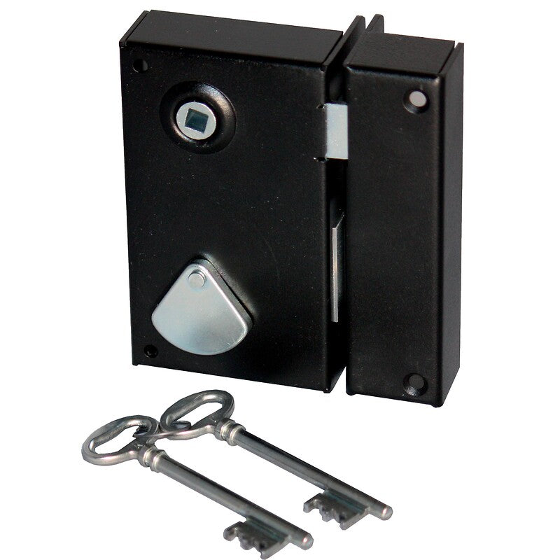Saint Pierre 4-groove key surface-mounted lock, black color, vertical, left-hand mortise. DIAYTAR NIGERIA: Revolutionizing how Nigerians shop with affordable prices and prompt delivery services.