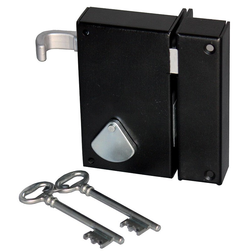 Saint Pierre 4-groove key surface-mounted lock, black color, vertical, right-hand pull. DIAYTAR NIGERIA makes quality accessible with our extensive catalog and competitive delivery rates.