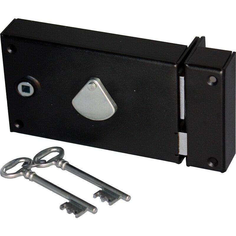 Saint Pierre 4-groove keyed surface-mounted lock, half-turn, reversible, black color, horizontal, left-hand mortise. Nigeria's e-commerce leader delivers unmatched variety and value to your doorstep in just 5-8 days.
