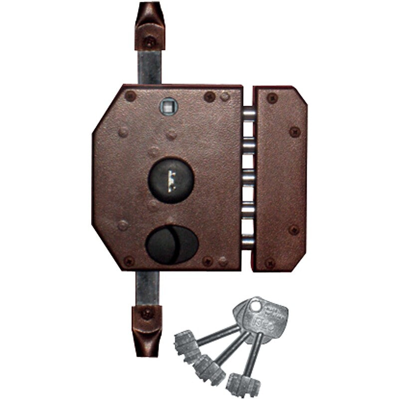 Perfecta right hand surface mounted lock without rod, brown color. Your complete e-commerce destination, DIAYTAR NIGERIA combines variety with budget-friendly nationwide shipping.