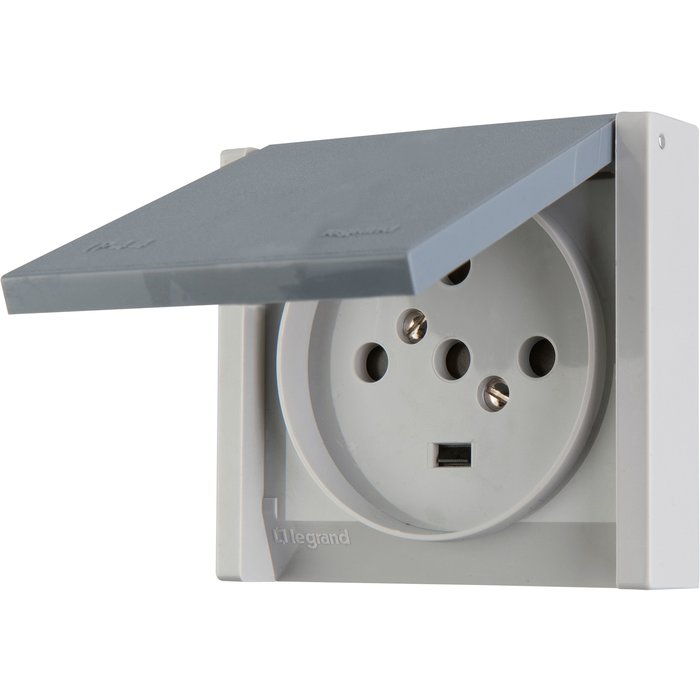 Recessed base - waterproof socket Plexo 20 A - 3P+N+T - IP44-IK08 - gray - Ref.055708. Discover the perfect shopping experience with DIAYTAR NIGERIA's vast selection and prompt delivery service.