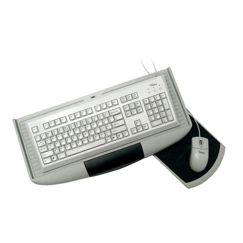 Sliding keyboard tray - with mouse pad - plastic - gray finish. DIAYTAR NIGERIA: Making quality products accessible to all Nigerians at affordable prices.
