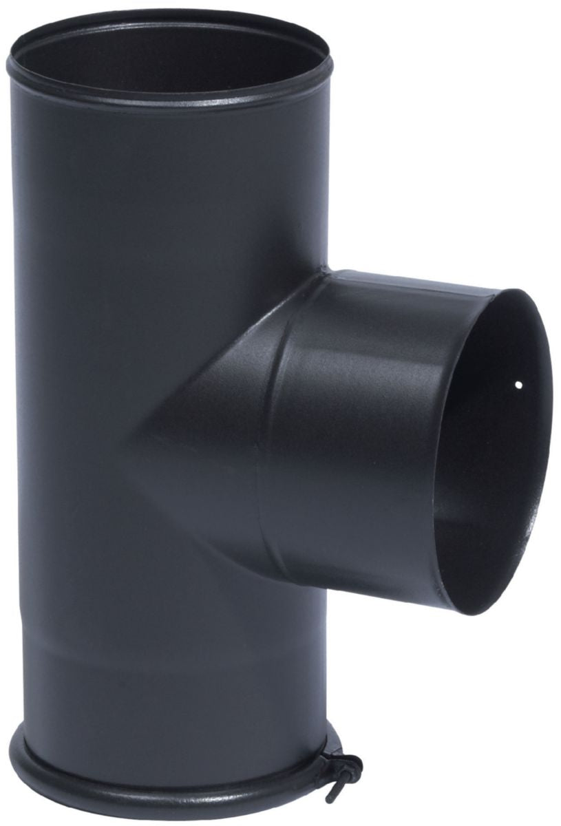 90° T with Email Mat pad Enamelled steel diameter: 125 Black Wood / Fuel oil / Gas ref. 346404, TEN. DIAYTAR NIGERIA: Where smart shoppers find everything they need at prices they can afford.