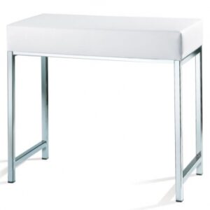 LEATHER BENCH - DW66 - L 60 CM - CHROME/WHITE. DIAYTAR NIGERIA: Your affordable gateway to thousands of products delivered promptly nationwide.