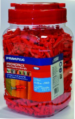 CAN OF UNO NYLON DOWEL PLUGS LG. 28 MM Ø 6 MM RED PACK OF 1000. DIAYTAR NIGERIA: Where affordability meets reliability with thousands of products delivered promptly.