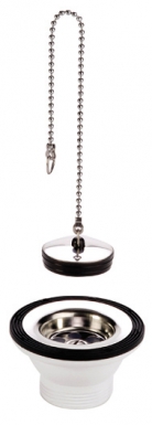 PLUG DRAIN - STAINLESS STEEL SINK - WHITE POLYPROPYLENE - STAINLESS STEEL TRAY - CHAIN ​​- 40X49 - BLISTER. DIAYTAR NIGERIA brings the market to your fingertips with affordable prices and swift delivery services.